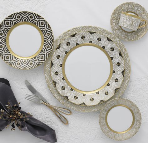 Farahnaz pieces Black Dinnerware, Vase Deco, Luxury Tableware, Lalique Crystal, Demitasse Cups, China Patterns, Waterford Crystal, Fine Porcelain, Geometric Designs