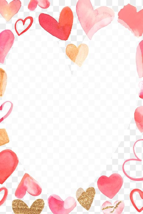 Heart Frame Png, Blank Frames, Valentines Background, Romantic Frame, Background Heart, Heart Watercolor, Valentines Frames, Heart Border, Watercolor Hearts