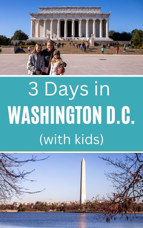 If you are planning to visit Washington DC with kids, check out this 3 day Washington DC vacation itinerary that includes all the top DC attractions, places to eat & drink, how to get around and where to stay. Don't take a trip to DC before you read these Washington travel tips. #familytravel #washingtondc #DC #DCtravel #holidaytravel Washington Dc Family Trip, Dc With Kids Things To Do, Washington Dc Itinerary With Kids, Washington Dc In March, Washington Dc With Teens, Washington Dc Weekend Trip, Washington Dc Family Vacation, Visit Washington Dc, Dc With Kids