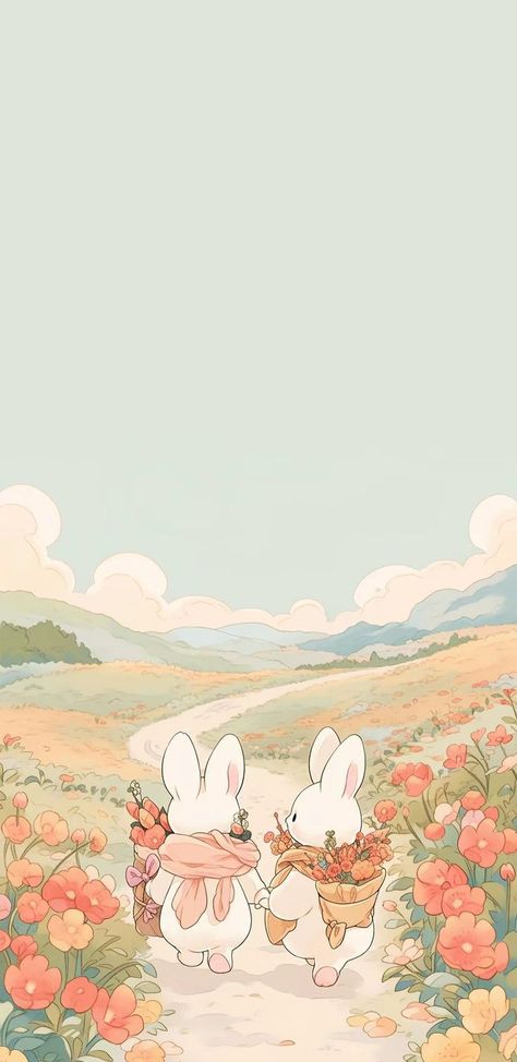 Studio Ghibli Fanart Wallpaper, Cute Garden Wallpaper, Cute Rabbit Wallpaper, Cute Bunny Wallpaper, Arte Do Kawaii, Bunny Wallpaper, Cute Tumblr Wallpaper, Cute Simple Wallpapers, Cute Patterns Wallpaper