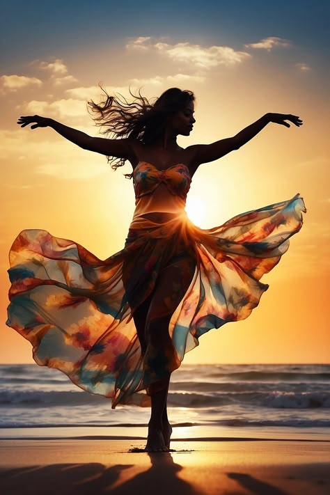 Dancing On Beach, Beach Dancing, Be Girly, Dream Fantasy, Bride Floral, Yoga Pictures, Character Inspiration Male, Digital Art Gallery, Beach Photography Poses