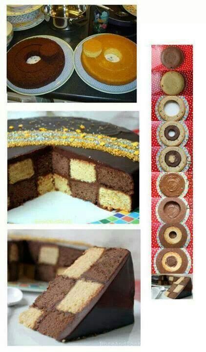 Checkerboard cake Checkered Cake Decoration, Checked Cake Inside, Checkered Cake How To Make A, How To Make A Checkerboard Cake, Checkered Cake Inside, Checkered Cake, Cake Step By Step, Checkerboard Cake, Baking Techniques