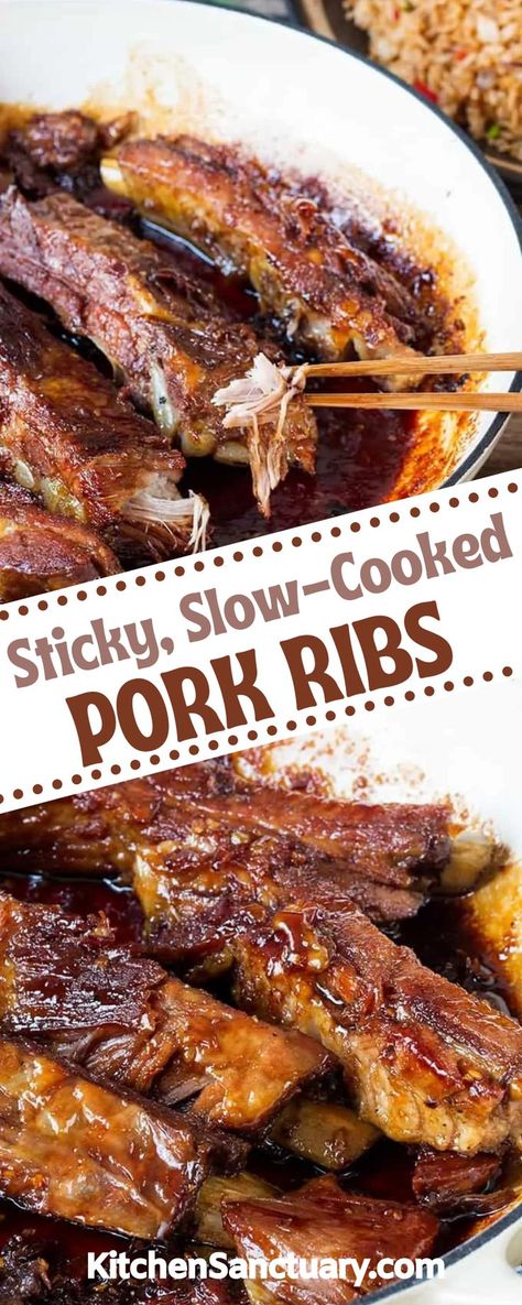 Sticky Ribs Recipe, Crockpot Pork Ribs, Cooking Pork Ribs, Slow Cooker Pork Ribs, Slow Cooker Ribs Recipe, Pork Rib Roast, Sticky Pork Ribs, Boneless Pork Ribs, Sticky Pork