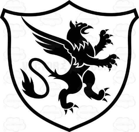 Black And White Rearing Gryphon Coat Of Arms Inside Geometric ... Griffin Tattoo, Cartoon Black And White, Hybrid Creatures, Griffin Art, Ambigram Tattoo, Lord Of The Rings Tattoo, Heraldry Design, Shield Logo, Cartoon Black