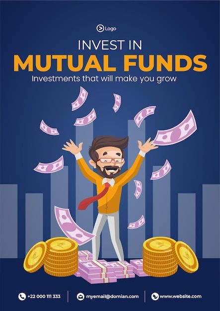 Flyer design of invest in mutual funds t... | Premium Vector #Freepik #vector #money-poster #finance-poster #earn #earn-money Investment Advertising Design, Mutual Fund Ads, Investment Flyer Design, Finance Design Poster, Mutual Funds Poster, Investment Poster Design, Finance Poster Design, Loan Poster Design, Finance Creative Ads