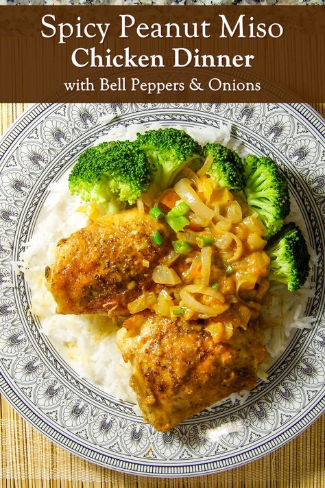 Peanut Miso Chicken, Miso Chicken Recipe, Chicken With Bell Peppers, Chicken Recipes Dairy Free, Pecan Crusted Chicken, Miso Recipe, Miso Chicken, Recipe For Dinner, Chicken And Butternut Squash