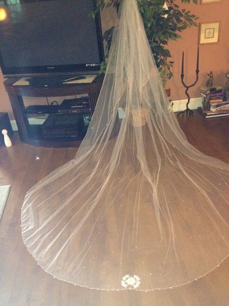 Diy Veil, Veil Diy, Crafty Wedding, Diy Wedding Veil, Beaded Wedding Veils, Wedding Veils Headpieces, Beaded Veils, Cathedral Length Veil, Veil Headpiece