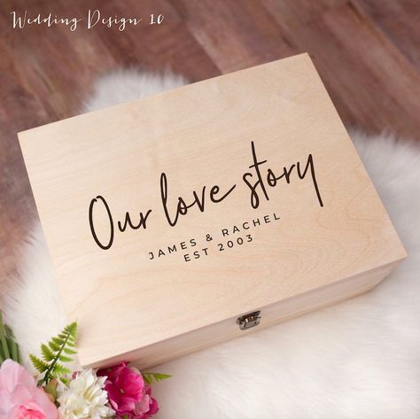 Personalised Wedding Gift Keepsake Box - Personalised Engagement Box - Personalised Wooden Memory Box Wedding Keepsake Boxes, Engagement Box, Wedding Memory Box, Personalized Keepsake Box, Wooden Memory Box, Memories Box, Memory Boxes, Our Love Story, Wooden Keepsake Box