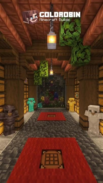 Minecraft Houses For Survival, Minecraft Survival Projects, Minecraft Ceiling Light Ideas, Minecraft Underground Mine, Storage Ideas For Minecraft, Minecraft Storage Shed Ideas, Observatory Minecraft Build, Minecraft Building Ideas Storage, Magazyn W Minecraft Ideas