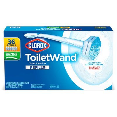 Clorox ToiletWand Disposable Toilet Cleaning System, 1 ToiletWand Handle and 36 Disinfecting Refill Heads Clorox Wand, Clorox Toilet Wand, Cleaning Caddy, Clean Toilet Bowl, Bathroom Cleaning Supplies, Cleaning System, Toilet Bowl Cleaner, Fast Cleaning, Clean Fragrance