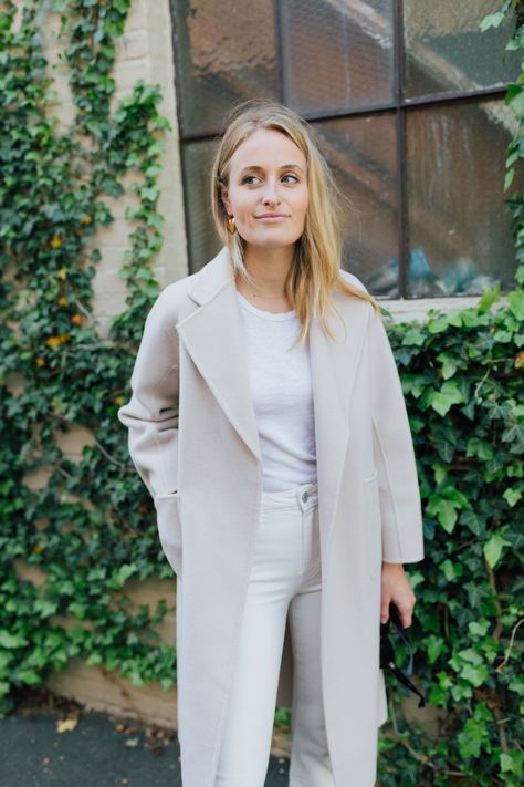 The Curated Coat in Bone — Blog — The Girl Guide Stephanie Trotta, The Curated Coat, Stylist Lifestyle, Parisian Wardrobe, Girl Guide, Basic White Tee, Edit My Photo, A Beautiful Life, Wearing A Hat