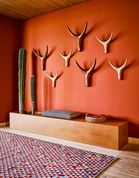 Modern Mexican Decor, Mexican Restaurant Decor, Mexican Interior Design, Animal Head Wall Decor, Mexican Interiors, African Interior Design, African Furniture, African Interior, Modern Mexican