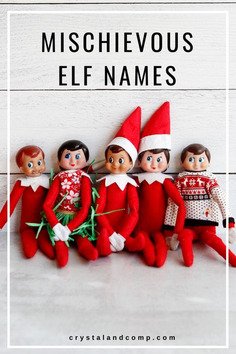 Do you have an Elf on the Shelf you need to name? Here is a list of 100 mischievous names that are perfect! #elfontheshelf #elfontheshelfnames #elfideas #elfnames Elf On Shelf Names, Girl Elf Names, Elf On The Shelf Names, Good Elf Names, Christmas Elf Names, Snowman Gift Tags, Elf On The Shelf Arrival, Bad Elf, Names Boy