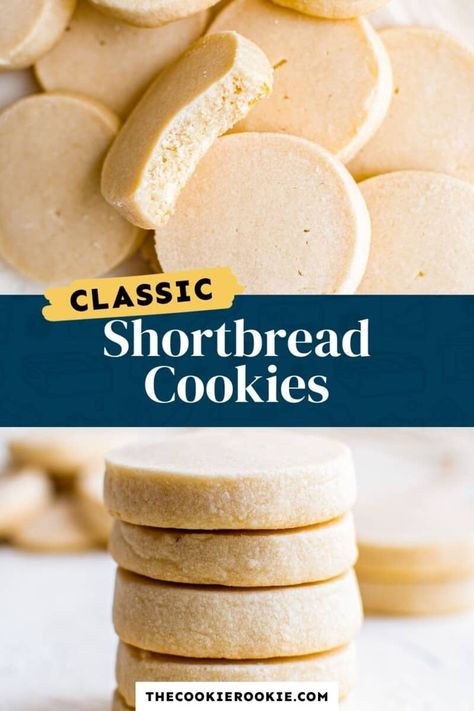 Shortbread Cookies Recipe, Homemade Shortbread, The Cookie Rookie, Canned Frosting, Cookie Rookie, Biscuit Recipes, Shortbread Cookie Recipe, Frozen Cookies, Soft Sugar Cookies