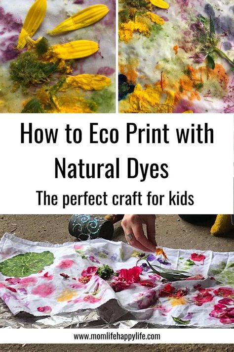 The perfect craft for kids. Teach your kids how Eco Print your own fabric table mats with natural dyes from leaves and flowers. DIY Tutorial. Eco Printing Textiles, Eco Dyeing Fabric, Natural Dyeing Techniques, Fabric Dyeing Techniques, Diy Dye, Eco Crafts, Dye Flowers, Natural Dye Fabric, Fabric Crafts Diy