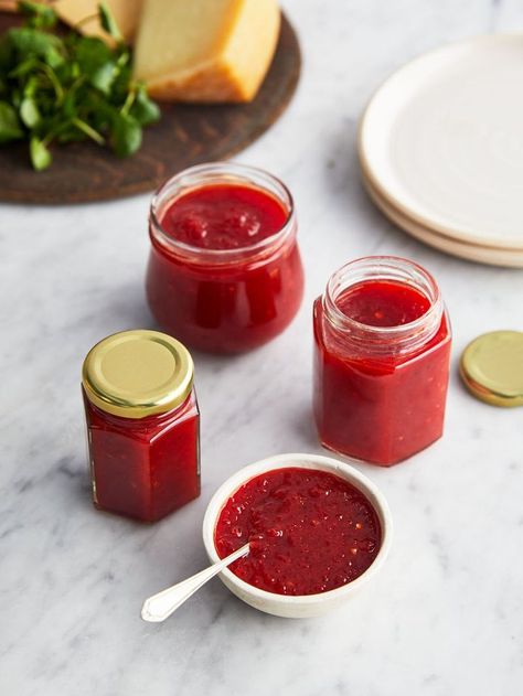 Chilli jam | Jamie Oliver recipes Chili Jam Recipe, Chili Jam, Easy Jam Recipe, Easy Chilli, Easy Strawberry Jam, Chili Sauce Recipe, Chilli Jam, Chilli Recipes, Jamie Oliver Recipes