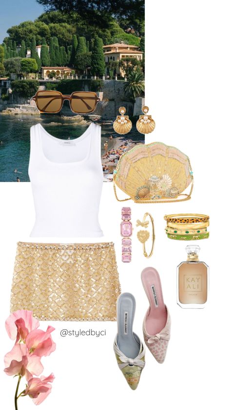 follow for outfit inspo Summer French Outfits, Beach Outfits Polyvore, Cannes Summer, Europe Fits, French Outfits, Holiday Outfits Summer, Summer Europe, Summer Outfits 2024, Ibiza Style