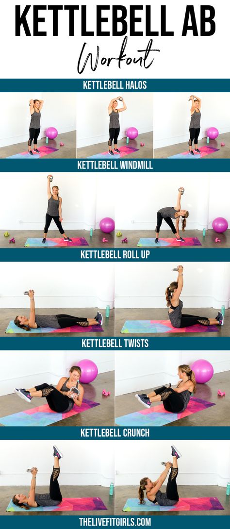 Kettlebell Ab Workout, Kettlebell Workout Routines, Beachbody Workout, Kettlebell Benefits, Kettlebell Abs, Kettlebell Challenge, Fitness Studio Training, Kettlebell Cardio, Kettlebell Training