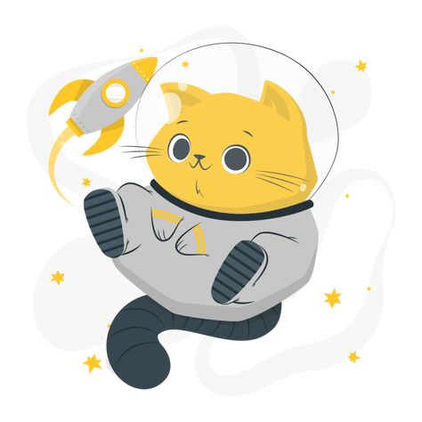 Astronaut Concept, Astronaut Drawing, Astro Cat, Cat Astronaut, Astronaut Illustration, Space Animals, Adventure Cat, Cute Cat Illustration, Space Dog