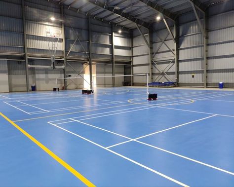 Azeem Premji University - Design Consulting: Indoor Sports Complex, Table Tennis, Badminton, Volleyball, Basketball Courts & GYM Badminton Court Design, Indoor Badminton Court, University Design, Badminton Court, Gym Floor, Basketball Courts, School Gym, Sport Hall, Sports Complex