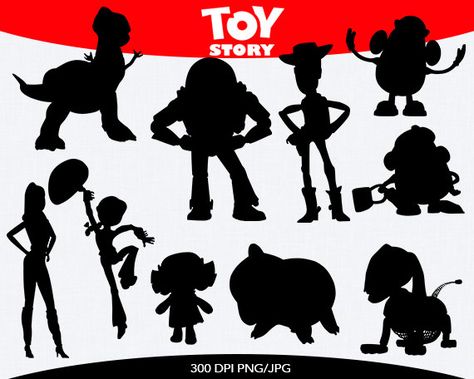 Toy Story Silhouette, Disney Svgs, Disney Themed Nursery, Disney Silhouette Art, Silhouette Disney, Disney Silhouette, Toy Story Theme, Disney Silhouettes, Toy Story Characters