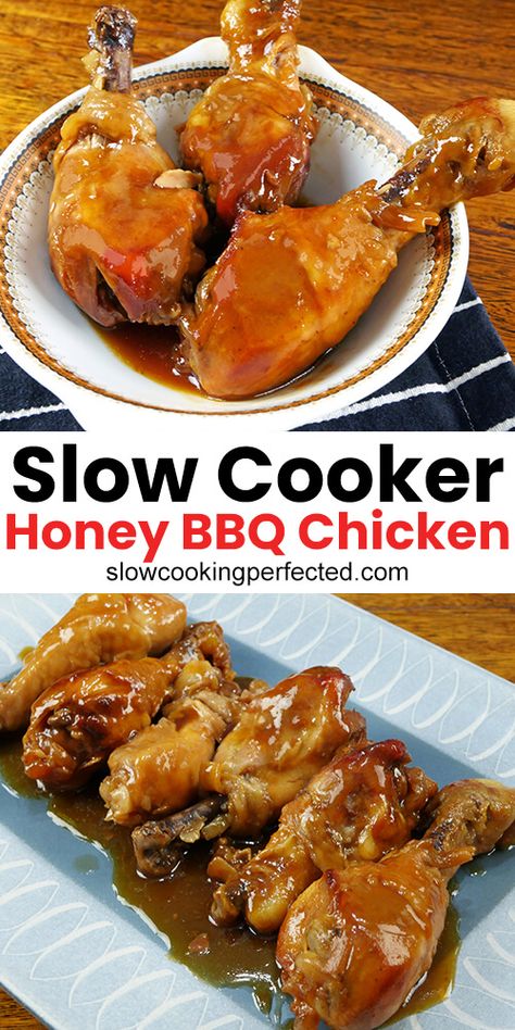 Honey Bbq Chicken Crockpot, Honey Barbeque Chicken, Chicken Breast Slow Cooker, Honey Soy Chicken, Barbeque Chicken, Honey Bbq Chicken, Honey Barbecue, Slow Cooked Chicken, Bbq Chicken Recipes