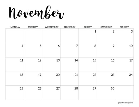 Print this 2024 Monday start November calendar page. Calander Printable, Paper Trail Design, Free Printable Calendar Templates, Monthly Printable, November Calendar, Trail Design, Printable Planner Pages, Printable Calendar Template, Paper Trail