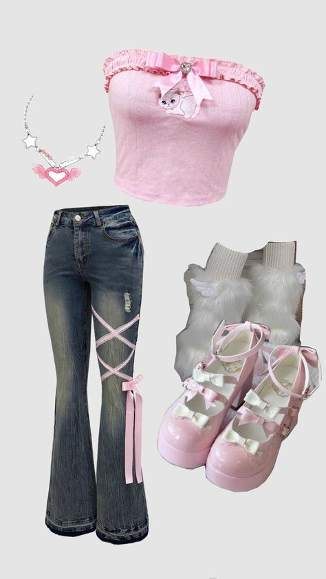 cute y2k fit <33 Pink Grunge Outfit, 2000s Fashion Pink, Y2k Brands, Pink Y2k Style, Bimbocore Outfits, Y2k Popstar, Cute Y2k Outfits, Y2k Winter Outfits, Pink Y2k Outfit