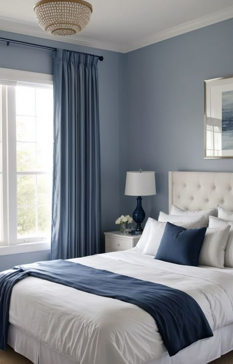 Royal Blue Bedroom Ideas, Blue Walls Bedroom, Beautiful Bedroom Colors, Blue Bedroom Walls, Bedroom Wall Colors, Bedroom Walls, Bedroom Color Schemes, Bedroom Color, Summer Decorating Ideas