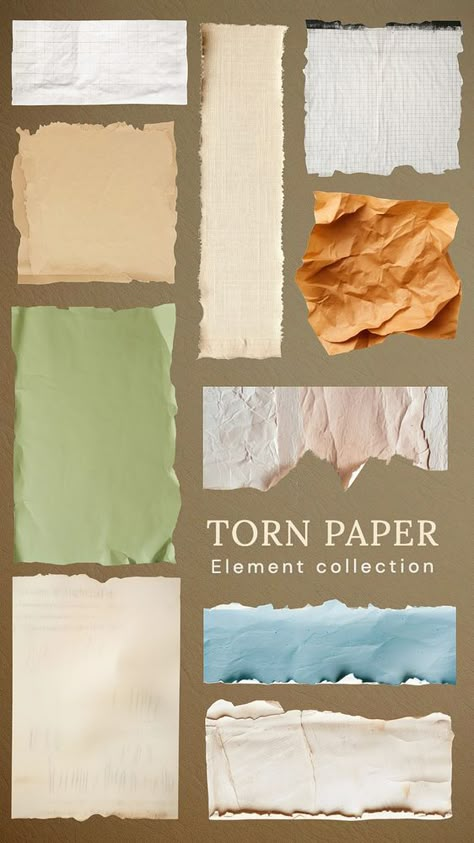 Editable torn paper design element set | premium image by rawpixel.com / Adjima Ripped Paper Aesthetic, Ripped Paper Design, Ripped Paper Collage, Torn Paper Design, Paper Ripped, Poster Presentation, Paper Aesthetic, Textured Paper Art, Ripped Paper