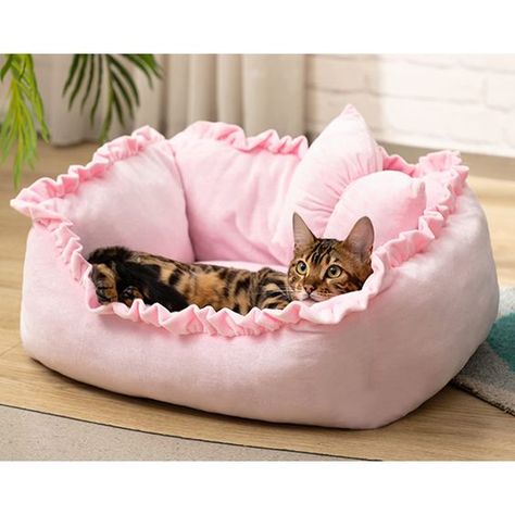 PRICES MAY VARY. 【Spacious Space Dimensions】 22 x 18 x 10 inches/56 x 46 x 25cm, sleeping area: 20 x 16inches/50 x 40cm. Suitable for most cats and less than 20 lbs of small medium-sized dogs. 【Warming Fabric】 Cozy short plush fabric. Filling: high elastic filling and does not collapse on itself, offers comfort and warm for your pet. 【All Season Design】 Lightweight for portability. Raised rim sides of the rectangular dog bed create a relaxing environment for puppies to sleep, provide head and ne Pink Cat Bed, Cat Accessories Products, Starry Room, Dog Bed Pink, Cute Cat Bed, Pink Dog Beds, Bed For Cats, Relaxing Environment, Puppy Mom