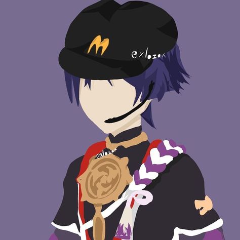 Scaramouche, Mc Donalds, Icon, Genshin Impact Scaramouche Mcdonalds, Mcdonalds Worker, Mcdonalds Hat, Working At Mcdonalds, Constellations, Genshin Impact, Anime