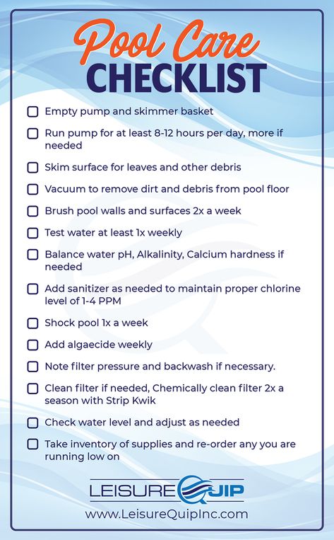 Pool Chemicals For Beginners, Pool Care For Beginners, Pool Cleaning Hacks, Saltwater Pool Care, Lifesaving Sport, Pool Maintenance Schedule, Inground Pool Maintenance, Pool Must Haves, Pool Maintenance Checklist