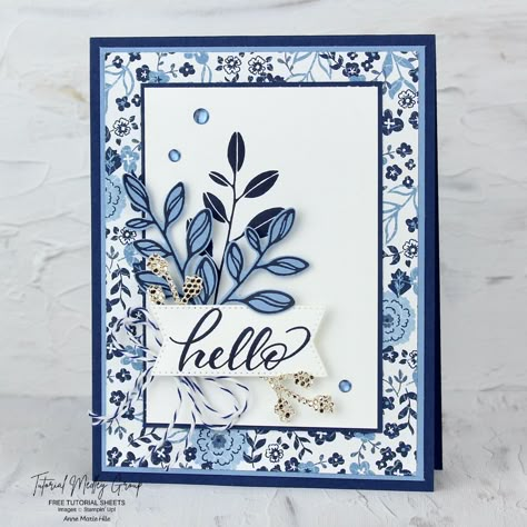 Hello Leaves Card Posted on July 4, 2023 by Josee Designer Paper Cards, Stampin Up Birthday Cards, Leaf Cards, Hand Made Greeting Cards, Hand Stamped Cards, Hello Cards, Designer Paper, Making Greeting Cards, Embossed Cards