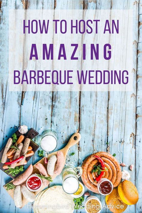 Having a barbeque wedding reception can be a super fun way to celebrate your new marriage. However, you'll want to elevate the experience so your wedding doesn't seem like any old barbeque. Planning it correctly, having the right supplies, choosing the right kinds of barbeque foods, and leaning into the theme can all help you. This post goes into how to have an awesome barbeque wedding reception // getting married // brides // bridal // groom // wedding food // wedding catering // messy wedding Upscale Bbq Wedding, Barbeque Foods, Late Night Snacks Wedding, Wedding Dinner Food, Barbeque Wedding, Snacks Wedding, Wedding Day Activities, Wedding Buffets, Wedding Guest Experience