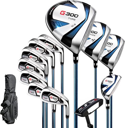 PGM Men's Complete Golf Club Sets - 12 Pieces - 3 Wood (#1,3,5), 1 Hybrid (#4H), 6 Irons(#5,6,7,8,9,PW), 1 Sand Wedge (55°), 1 Putter - Golf Stand Bag - Titanium Club Head Golf Stand Bags, Golf Club Sets, Golf Irons, Rod Set, Golf Sport, Play Golf, Golf Equipment, Golf Club, Golf Bags