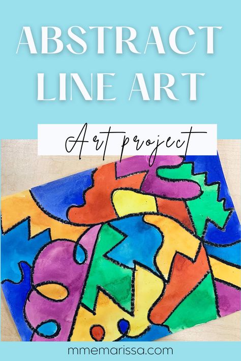 Show off your creativity with this no-prep art project for kids. They'll love exploring lines and creating a one of a kind piece. Abstract Art Projects For Elementary, Elements Of Art Activities, Line Art For Preschool, Element Of Line Art Project For Kids, Line Element Of Art Project, Grade 1 Line Art, Line And Shape Art Projects, 2nd Grade Line Art Lesson, No Prep Art Lessons