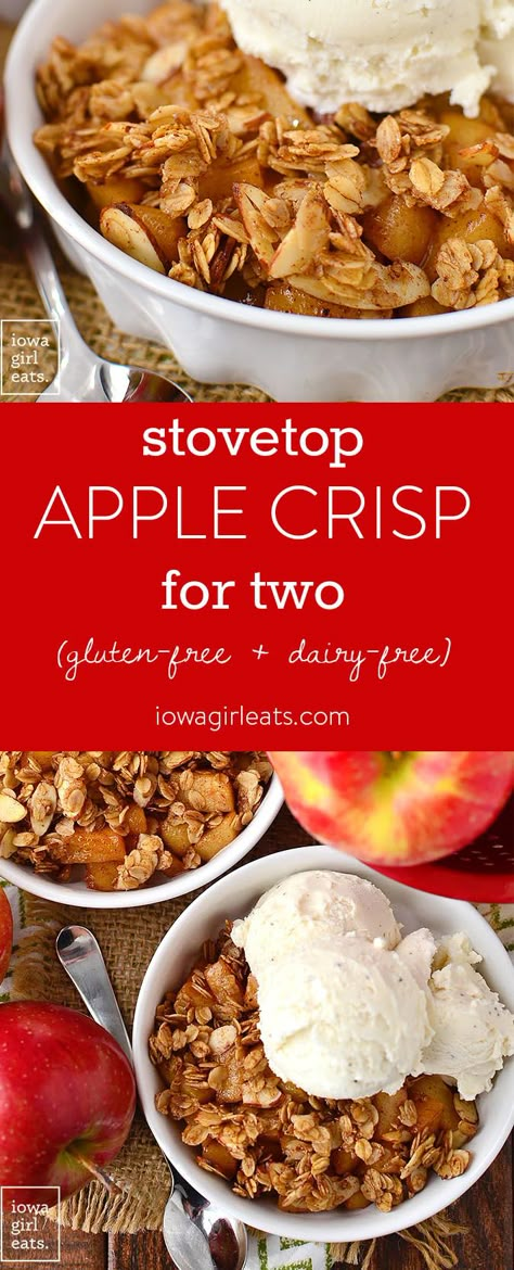 Apple Crisp For Two, Gluten Free Apple Recipes, Healthy Apple Crisp, Easy Apple Crisp Recipe, Apple Crisp Easy, Iowa Girl Eats, Apple Crisp Recipes, Fall Dessert Recipes, Crisp Recipe