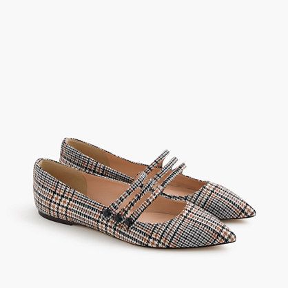 Whimsical Shoes, Shoes Mary Jane, Mary Jane Shoes Flat, Trending Womens Shoes, Pointy Toe Shoes, Shoe Wardrobe, Ankle Strap Flats, Chic Shoes, Glen Plaid