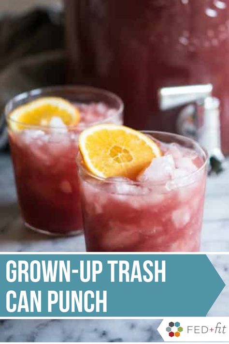 This Grown-Up Trash Can Punch is a perfect batch cocktail to make for a group! Using fresh fruit juice this can be a fruit punch for kids or add vodka for a refreshing, not-too-sweet cocktail. #cocktail #superbowl #summercocktail #easy #refreshing #fedandfit Trash Can Punch, Punch For Kids, White Trash Party, Fed And Fit, Paleo Drinks, Alcoholic Punch, Batch Cocktails, Fresh Fruit Juice, Healthy Living Recipes