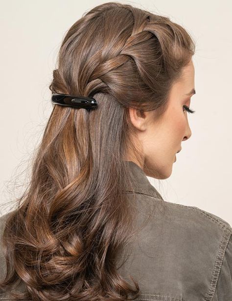 20 Easy And Quick Banana Clip Hairstyles You Must Try Quick Professional Hairstyles, Professional Hairstyles For Long Hair, Business Women Hairstyles, Preppy Hairstyle, Banana Clip Hairstyles, Easy Office Hairstyles, Easy Professional Hairstyles, Braid Hairstyle Ideas, Prom Hair Styles