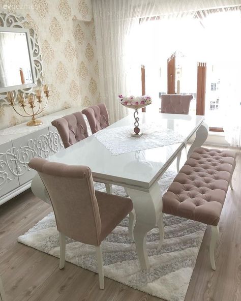 Dining Room Glam, Dnevni Boravak, Luxury Dining Tables, Classy Living Room, Stylish Dining Room, Dining Room Contemporary, Dinning Room Design, Dining Room Table Decor, White Dining Room