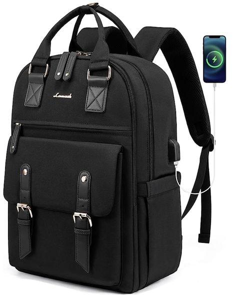 LOVEVOOK Laptop Backpack for Women,15.6 Inch Vintage Work Business Travel Backpack with USB Charging Port,Teacher Doctor Nurse Computer Bag Purse College Backpack Business Travel Backpack, High School Backpack, School Computers, Laptop Backpack Women, Work Backpack, Nurse Bag, Back To School Backpacks, Backpack For Women, College Backpack