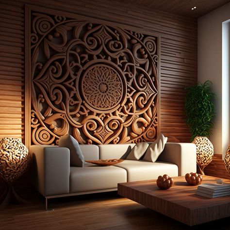 Panel Wall Design, Wooden Panel Wall, Luxury Living Room Interior, Beach Resort Design, Carved Wooden Panels, Carved Wall Art, Wall Carvings, Interior Cladding, Interior Design Help