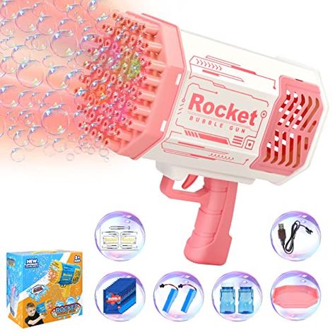 Limited-time deal: Bazooka Bubble Blaster Gun with 2 Batteries,Rocket Bubble Machine Blower,Birthday Gift for Girls Kids,Bubble Maker Toys for Party Wedding(Pink) Kiwi Crate, Rainbow Music, Bubble Maker, Kids Bubbles, Crayola Crayons, Bubble Machine, Wedding Pink, Stacking Toys, Baby Play Mat