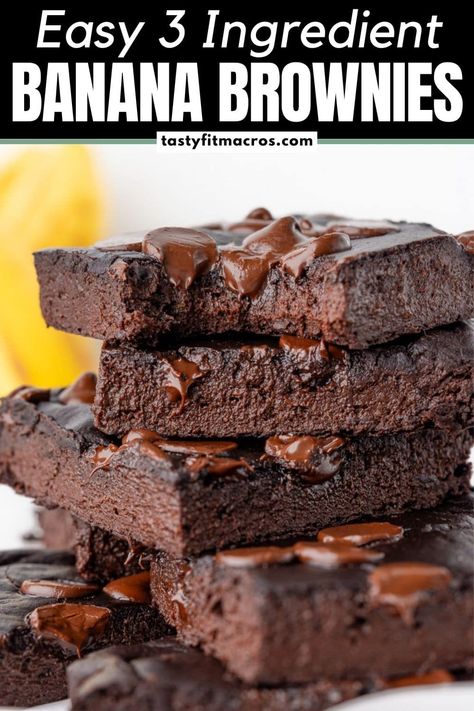 3 Ingredient Banana Brownies 3 Ingredient Healthy Desserts, Banana Brownies 3 Ingredient, Pb2 Dessert Recipes Healthy, Macro Friendly Desserts Easy, Banana Brownies Healthy, Keto Desserts Easy 3 Ingredients, Pb Fit Recipes, Macro Friendly Desserts, Desserts Easy 3 Ingredients