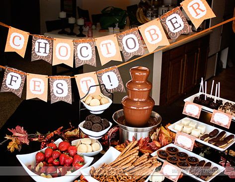 Becca-Choctoberfest-Banner Chocolate Party Decorations Ideas, Chocolate Themed Party Decorations Decor, Chocolate Party Ideas Decoration, Chocolate Birthday Party Ideas, Chocolate Party Theme, Chocolate Party Decorations, Chocolate Theme Party, Chocolate Themed Birthday Party, Chocolate Themed Party