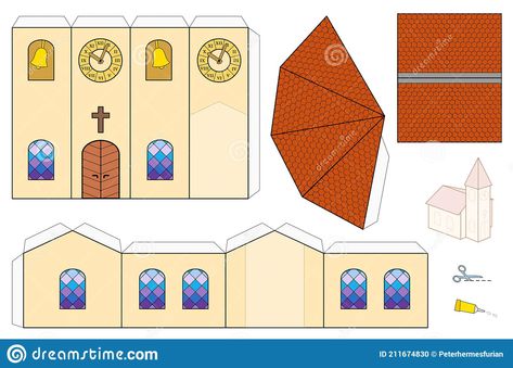 Paper City Printable, Church Template, About Mathematics, Paper Models House, Tower Clock, Free Printable Cleaning, Paper House Template, Buddhist Art Drawing, House Template