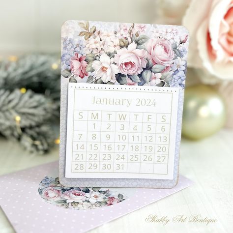 2024 Mini Calendars - Free Printable - Shabby Art Boutique Calander Printable, Free Printable Calender, Printable Desk Calendar, Small Desk Calendar, Diy Desk Calendar, Shabby Art Boutique, Scrapbook Calendar, Small Calendar, Framed Calendar