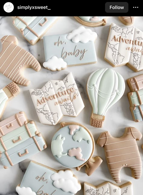 Next Adventure Baby Shower Theme, World Traveler Baby Shower Theme, Traveling Baby Shower Theme, Up Baby Shower Theme, Our Greatest Adventure Baby Shower Theme, Adventure Awaits Baby Shower Ideas, Baby Boy Baby Shower Themes, Greatest Adventure Baby Shower Theme, Adventure Cookies